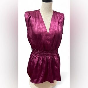 Apostrophe Silky Purple V-Cut Sleeveless Blouse Women’s Size Large